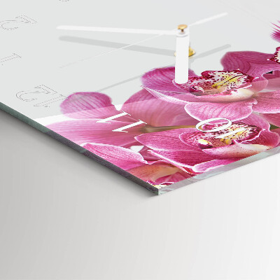 Vierkante glazen klok Orchidee
