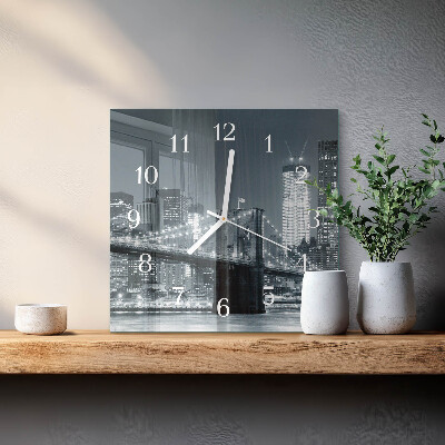 Vierkante glazen klok Horizontale brug