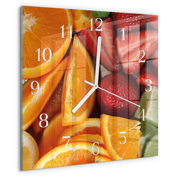 Vierkante glazen klok Fruit