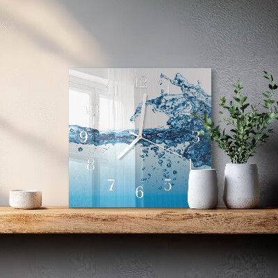 Vierkante glazen klok Water