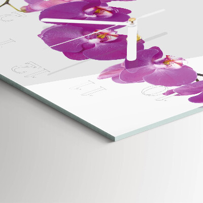 Vierkante glazen klok Orchidee