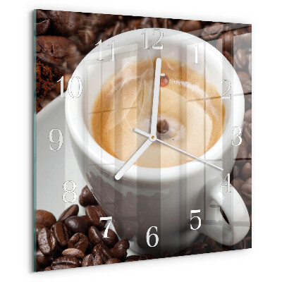 Vierkante glazen klok Kopje koffie