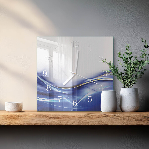 Vierkante glazen klok Abstracte lijnen