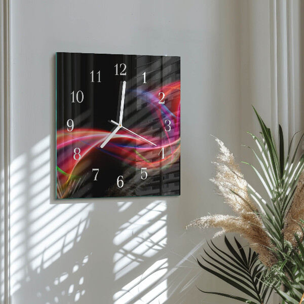 Vierkante glazen klok Abstracte lijnen