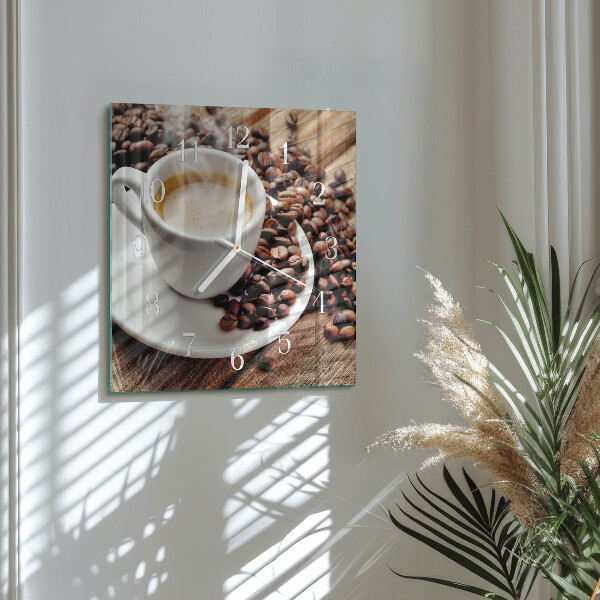 Vierkante glazen klok Kopje koffie