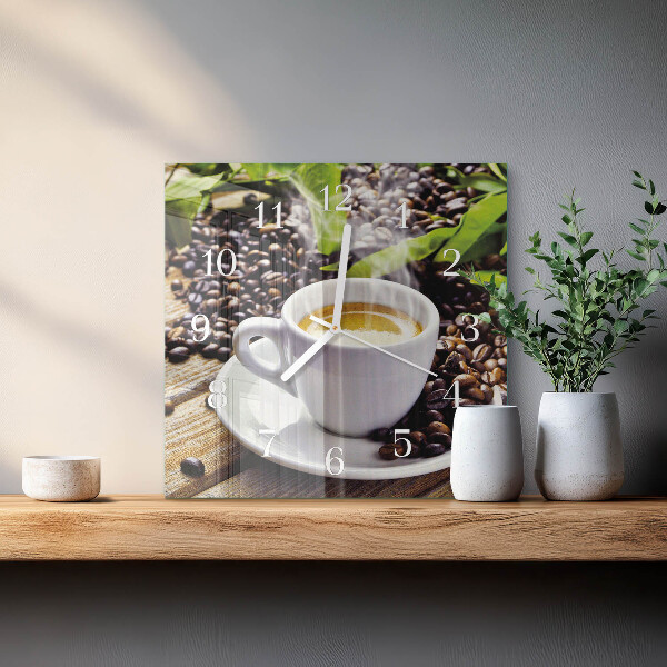 Vierkante glazen klok Kopje koffie