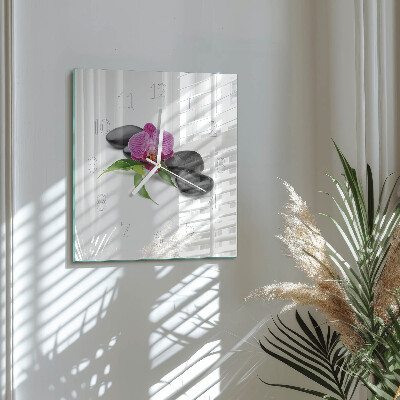 Vierkante glazen klok Orchidee