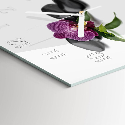 Vierkante glazen klok Orchidee