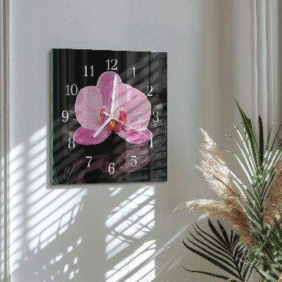 Vierkante glazen klok Orchidee