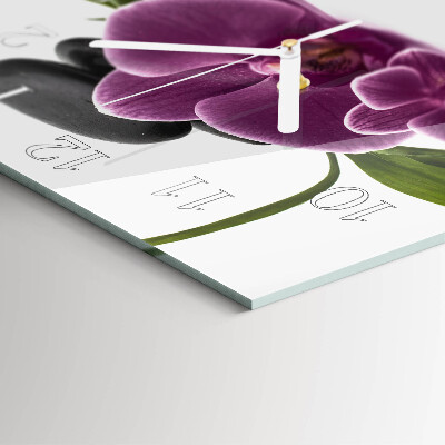 Vierkante glazen klok Orchidee