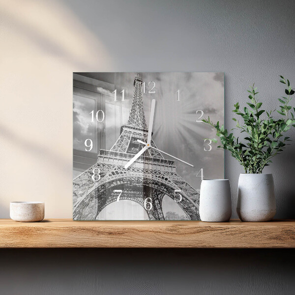 Vierkante glazen klok Eiffeltoren Parijs