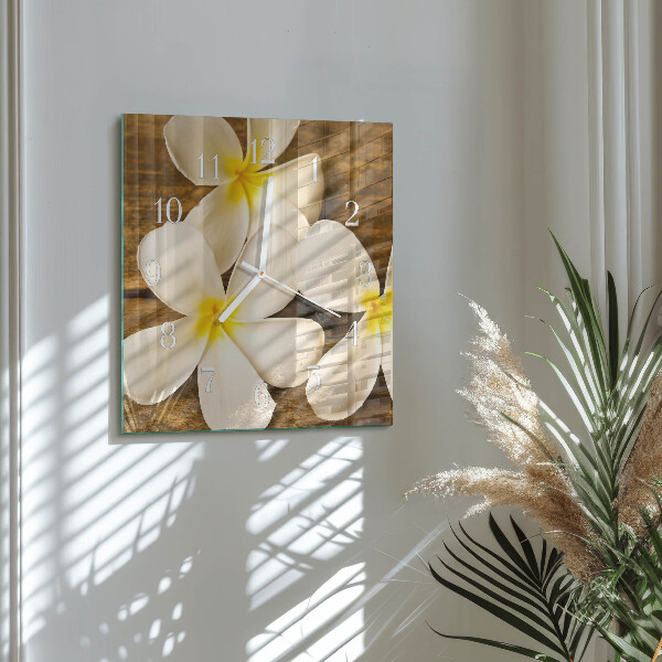 Vierkante glazen klok Bloemen