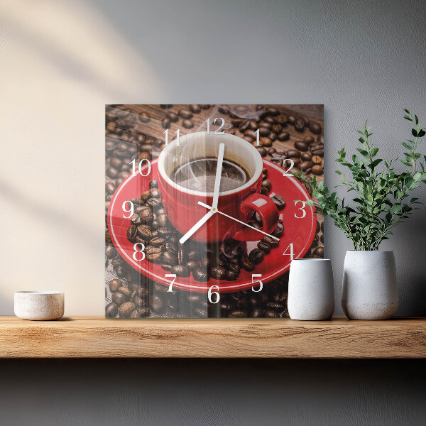 Vierkante glazen klok Kopje koffie