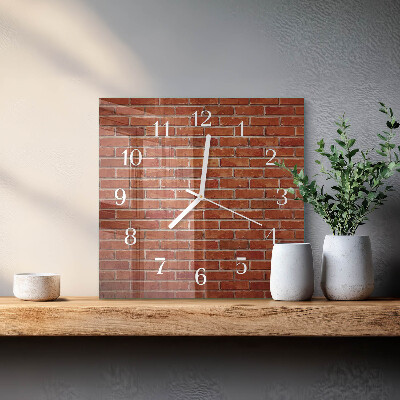 Vierkante glazen klok Bakstenen muur