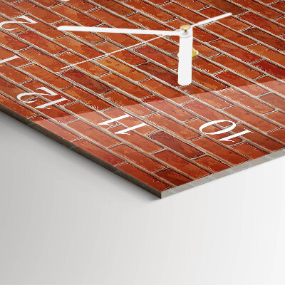 Vierkante glazen klok Bakstenen muur