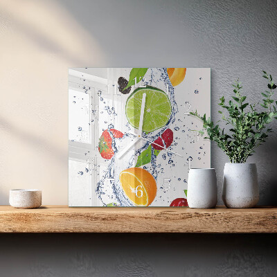 Vierkante glazen klok Fruit Citroen