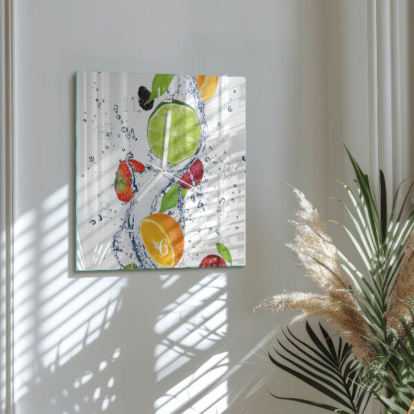 Vierkante glazen klok Fruit Citroen