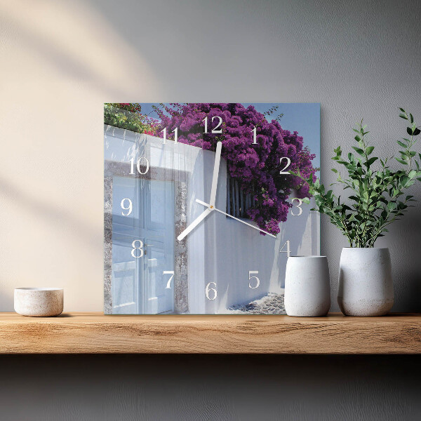 Vierkante glazen klok Huisbloemen