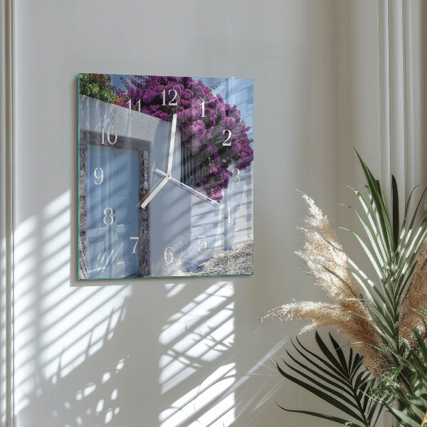 Vierkante glazen klok Huisbloemen