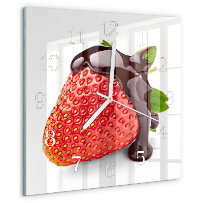 Vierkante glazen klok Aardbeienchocolade