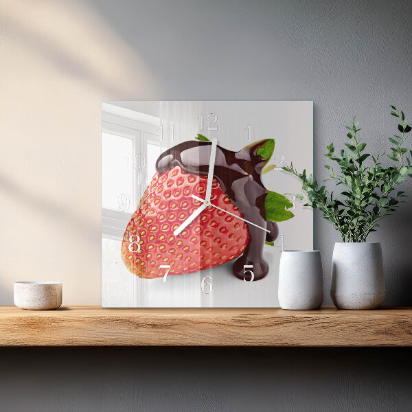 Vierkante glazen klok Aardbeienchocolade