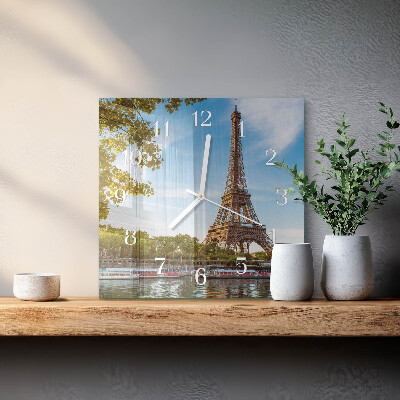 Vierkante glazen klok Eiffeltoren Parijs