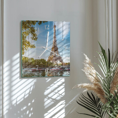 Vierkante glazen klok Eiffeltoren Parijs