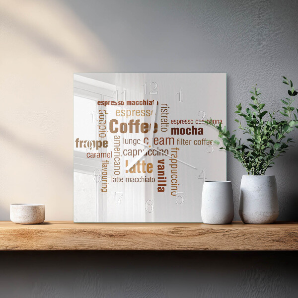 Vierkante glazen klok Koffie