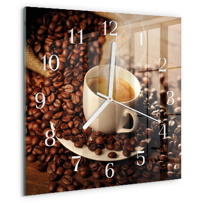 Vierkante glazen klok Kopje koffie
