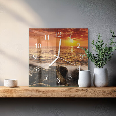Vierkante glazen klok Zonsondergang