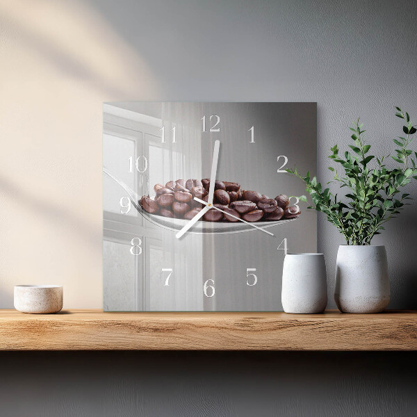 Vierkante glazen klok Een lepel koffie
