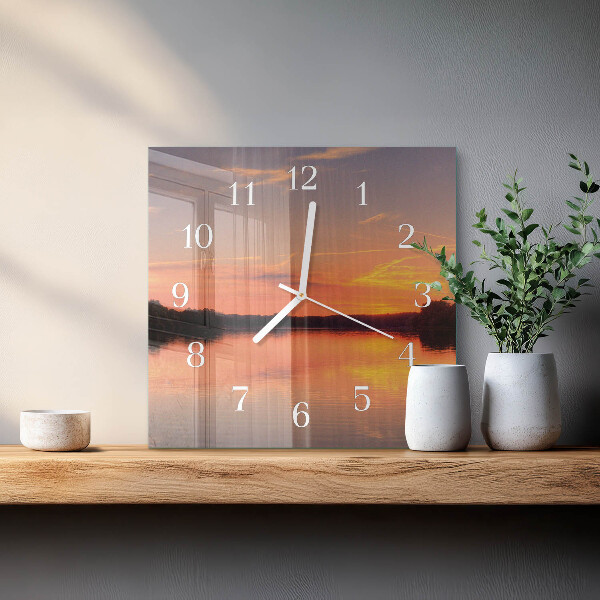 Vierkante glazen klok Zonsondergang