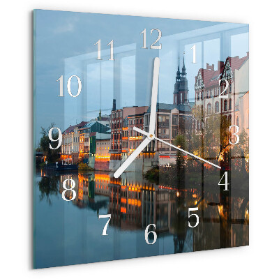 Vierkante glazen klok Oude stad