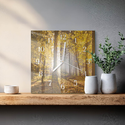 Vierkante glazen klok De herfst in het bos