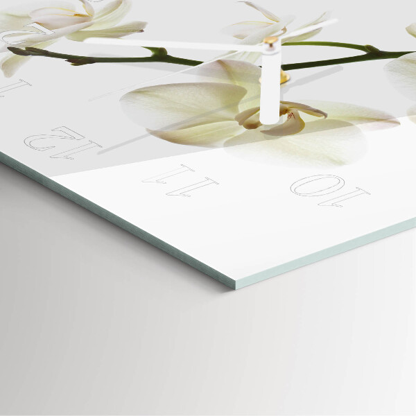 Vierkante glazen klok Orchidee