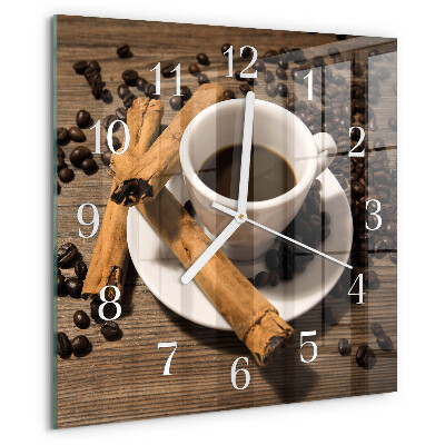 Vierkante glazen klok Kaneelkoffie