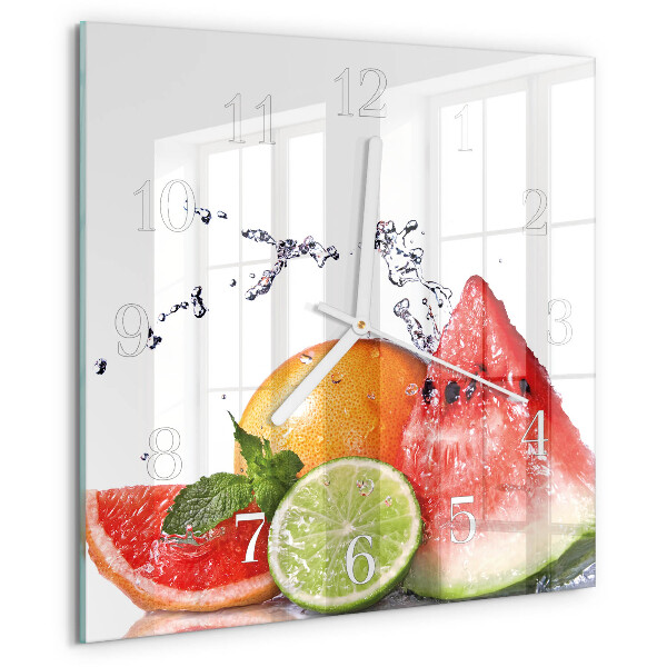 Vierkante glazen klok Fruit