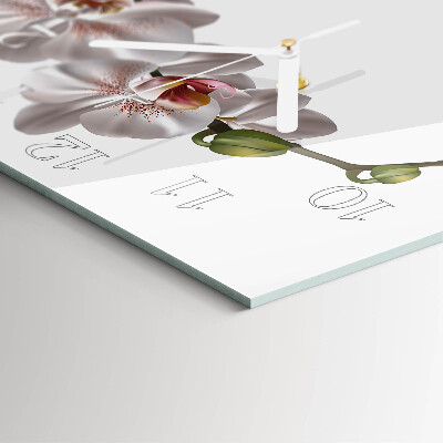 Vierkante glazen klok Orchidee