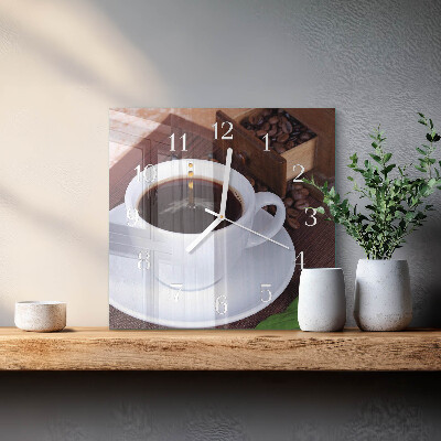 Vierkante glazen klok Koffie