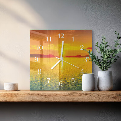 Vierkante glazen klok Zonsondergang