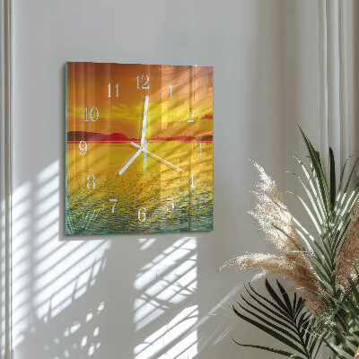 Vierkante glazen klok Zonsondergang
