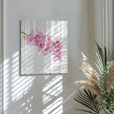 Vierkante glazen klok Orchidee