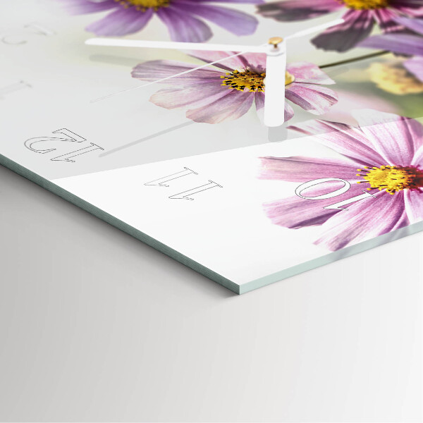 Vierkante glazen klok Bloemen