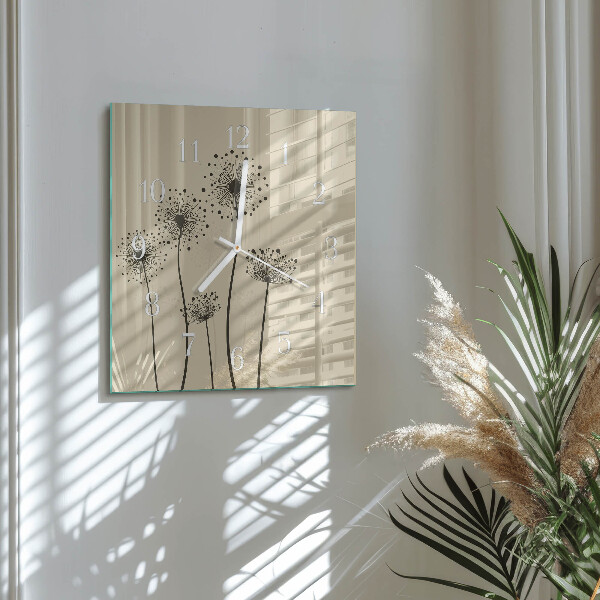 Vierkante glazen klok Bloemen