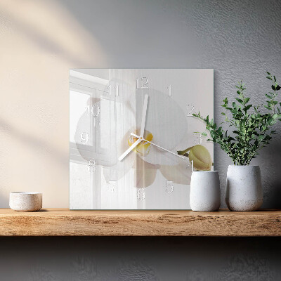 Vierkante glazen klok Orchidee