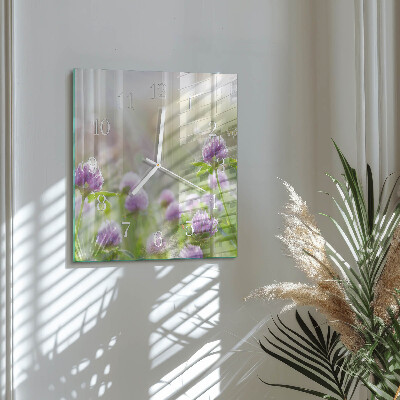 Vierkante glazen klok Bloemen