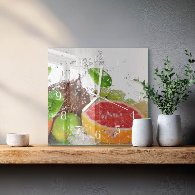 Vierkante glazen klok Fruit