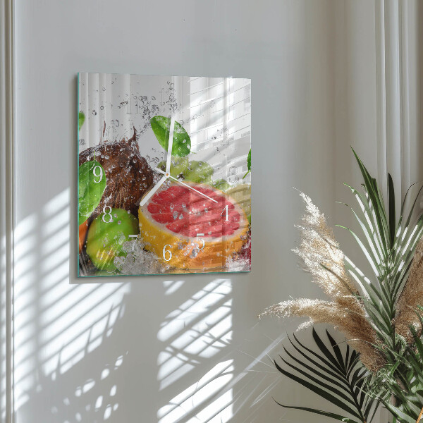 Vierkante glazen klok Fruit