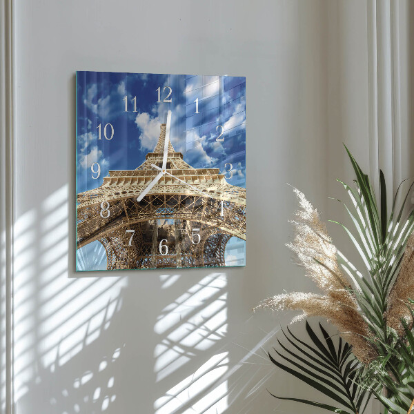 Vierkante glazen klok Eiffeltoren