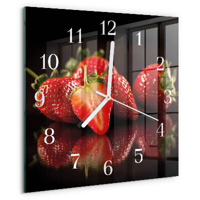 Vierkante glazen klok Aardbeien